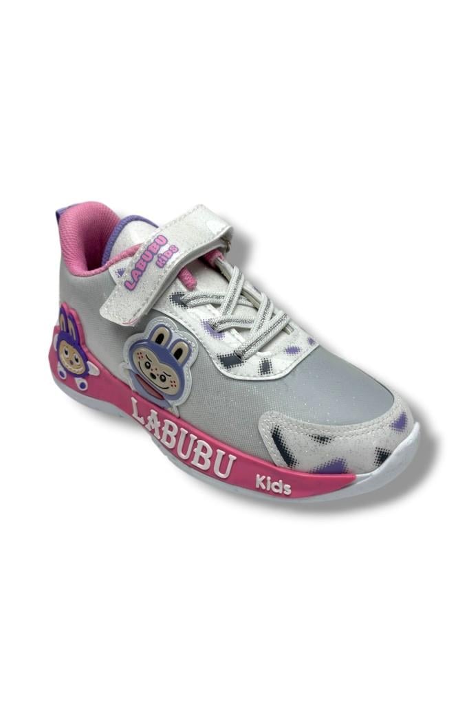 Cakgo Labubu 624-26 Simli Parlak Deri Işıklı Anatomik Kız Çocuk Sneaker Beyaz Pembe 31-35