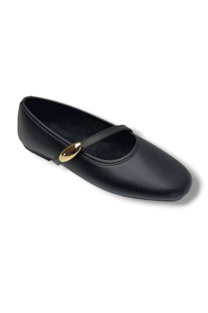 Ceylan Shoes 123-26 Cilt Deri Tokalı Tek Bantlı Anatomik Kadın Babet