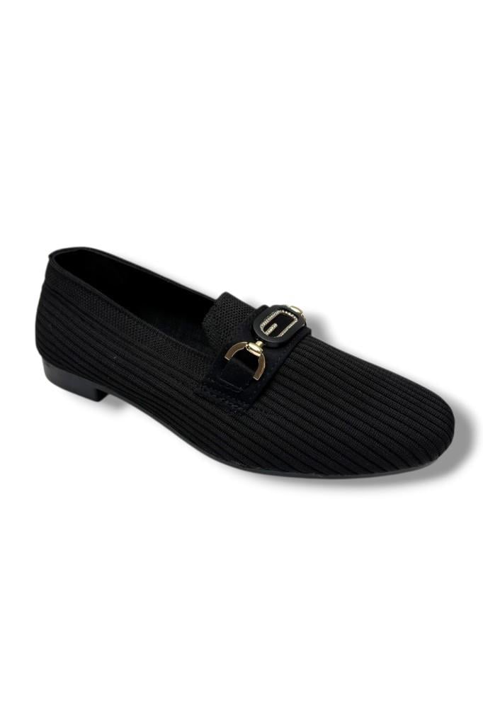 Ceylan Shoes 160-26 Triko Taşlı Toka Anatomik Kadın Babet