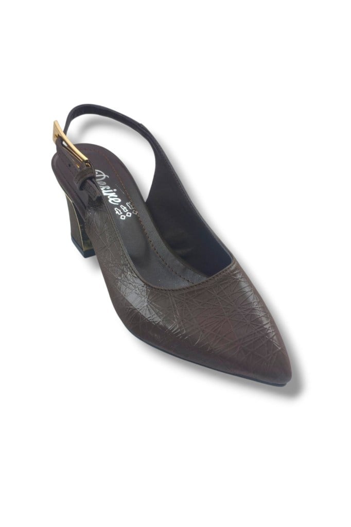 Desire 3101-26 Parlak Baskılı Nubuk Nikelajlı Kalın Topuk Kadın Ayakkabı(6,5cm)