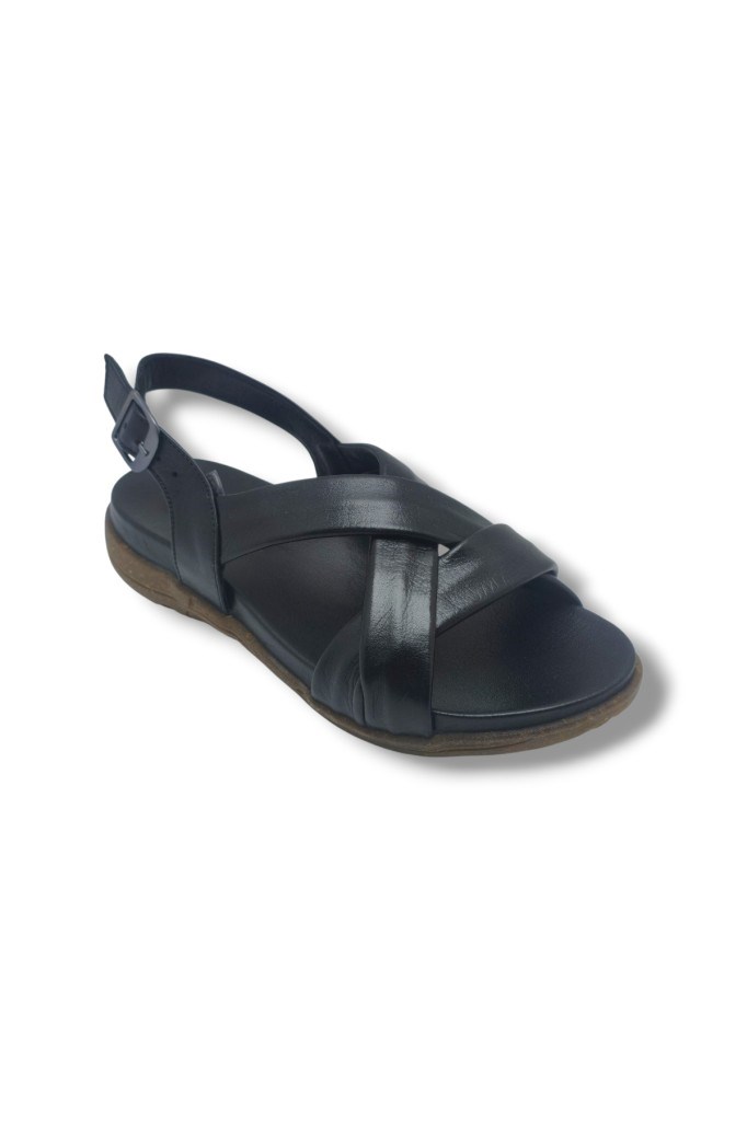 Ellanor S-687-26 Hakiki Deri Çapraz Bant Anatomik Taban Kadın Sandalet