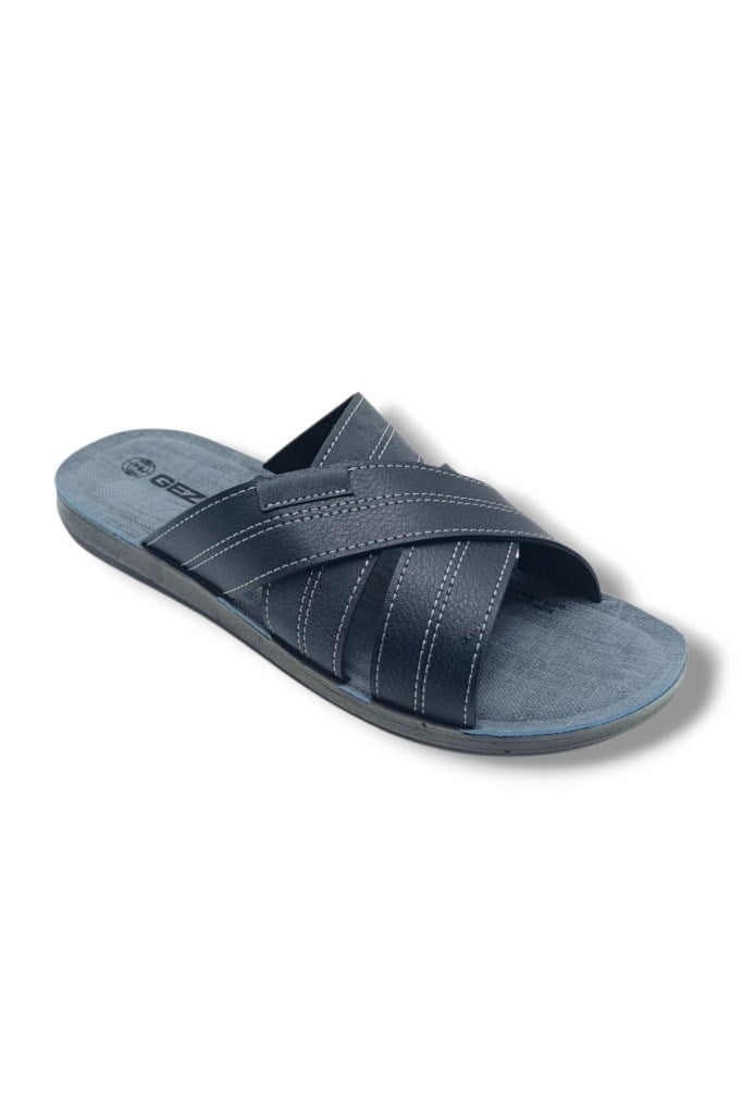 Gezer 14577-26 Deri Anatomik Çapraz 3 Bant Erkek Terlik