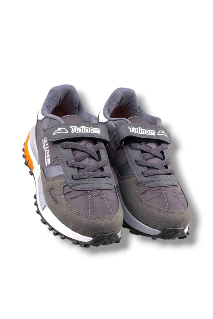 Tutinom 807-26 Anatomik Paraşüt Kumaş Çocuk Sneaker Füme Beyaz Oranj 31-35