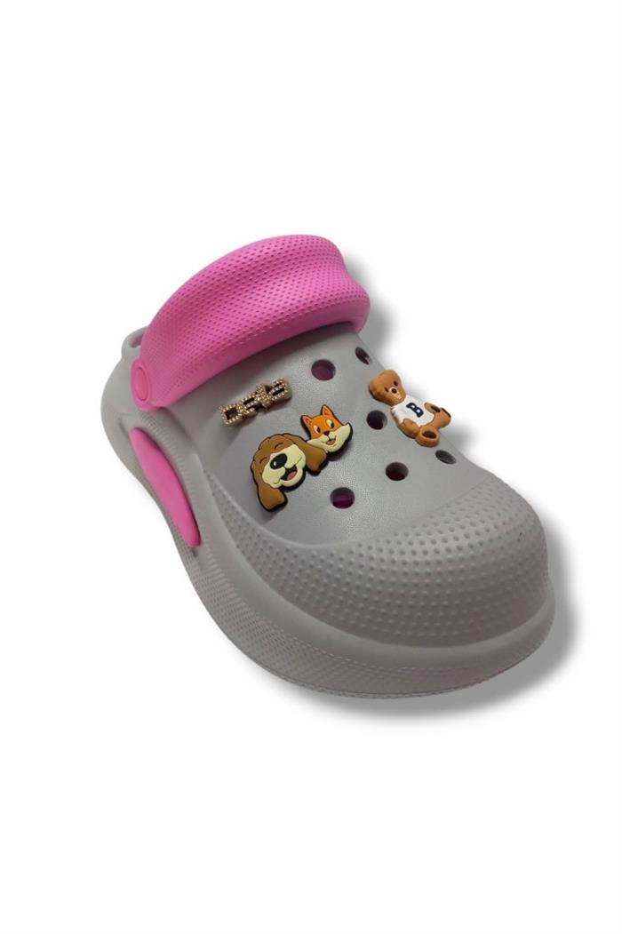Akınal E468.Z.0003-25 Figürlü Anatomik Sabo Terlik Buz Gri Pembe 36-40