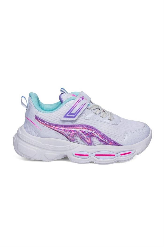 Alessio 010-25 Simli Maskotlu Kız Çocuk Sneaker Gümüş Beyaz 31-35
