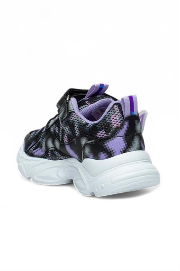 Alessio 034-25 Simli Kelebek Kız Çocuk Sneaker Lila Siyah Beyaz 26-30