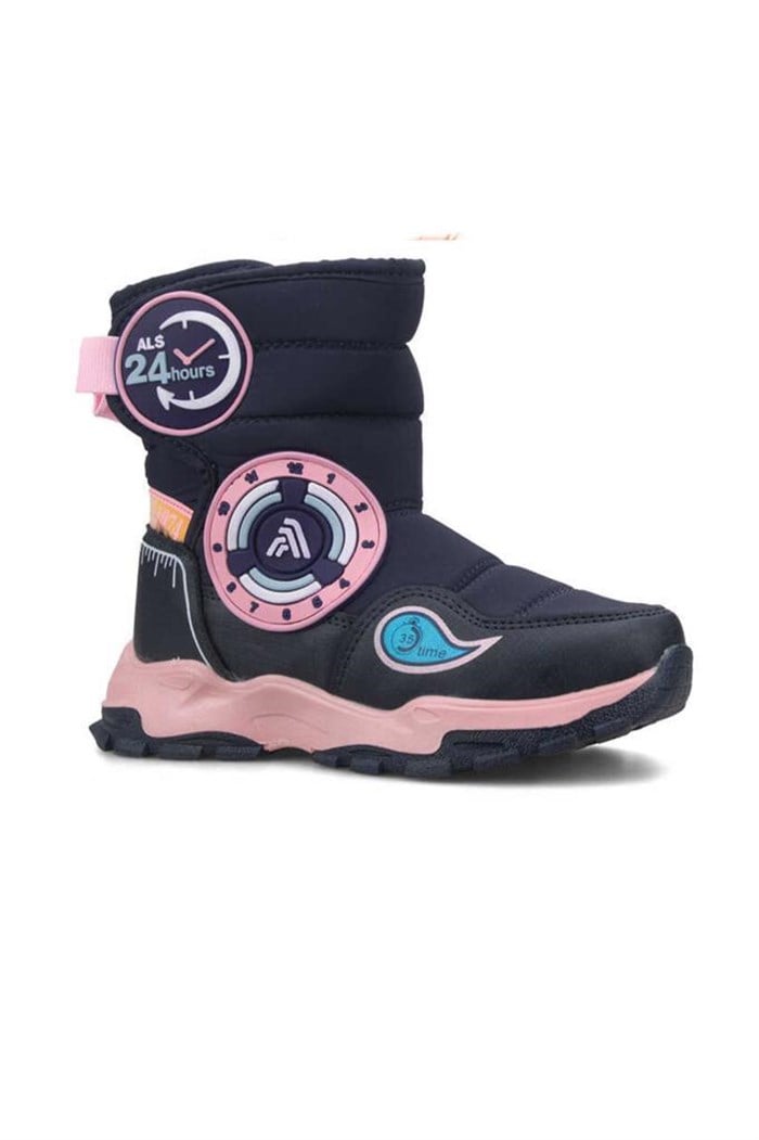 Alessio 2221 Kürklü Kız Çocuk Kar Botu Lacivert Pembe