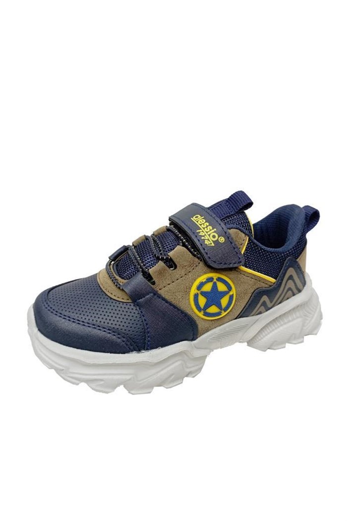 Alessio T021 Deri Sneakers Çocuk Spor Ayakkabı 31-35 Laci Vizon Sarı