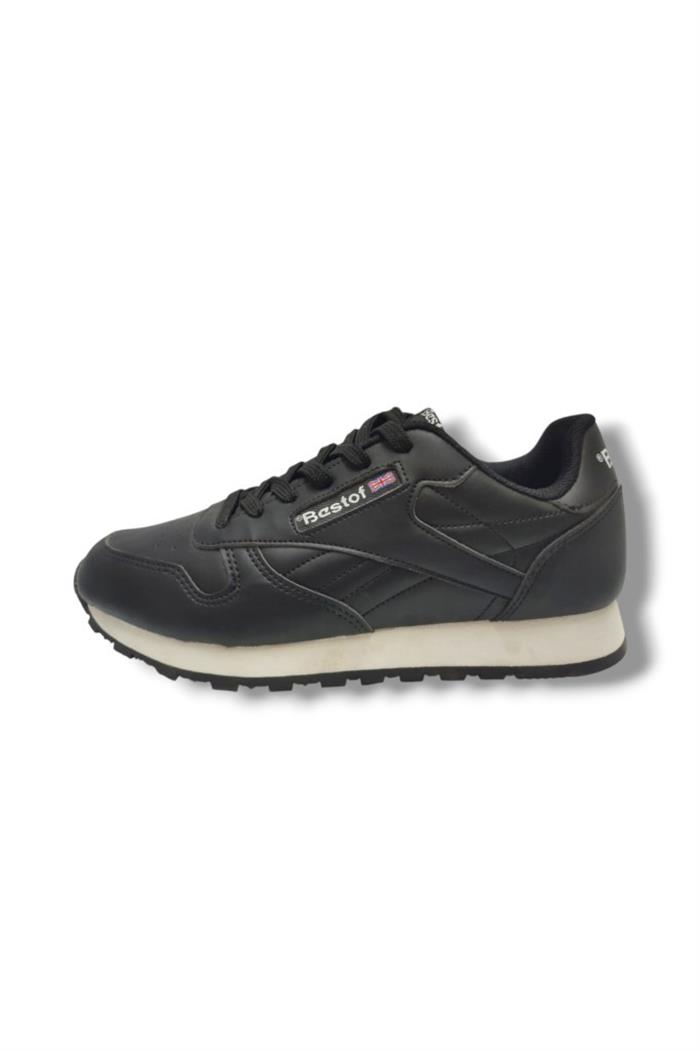 Best Of 063 Deri Bağcıklı Kadın Sneaker Siyah Beyaz