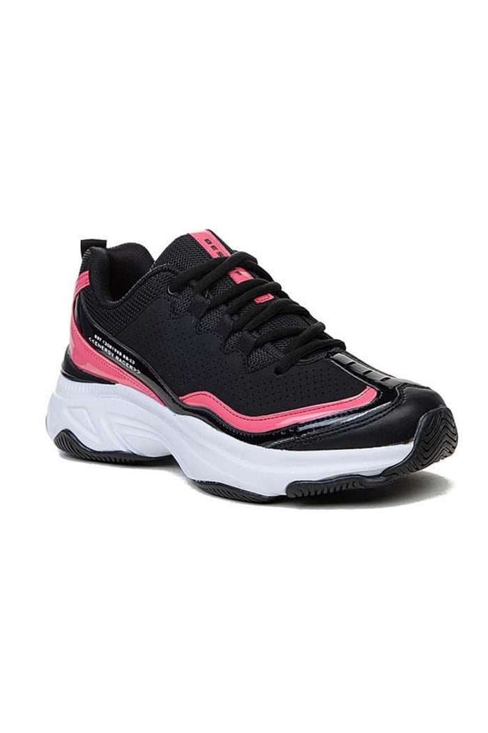 Best Of 171 Deri Trend Sneakers Kadın Ayakkabı Siyah Fuşya