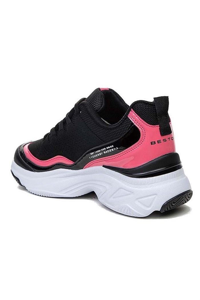 Best Of 171 Deri Trend Sneakers Kadın Ayakkabı Siyah Fuşya