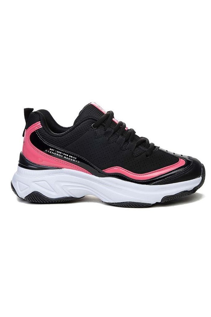 Best Of 171 Deri Trend Sneakers Kadın Ayakkabı Siyah Fuşya