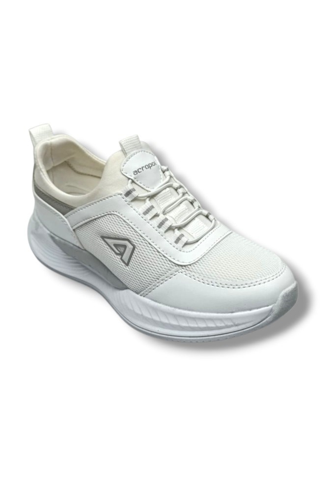 Acropol 137-26 Anorak Slip On Anatomik Kadın Sneaker Beyaz Gümüş 36-40