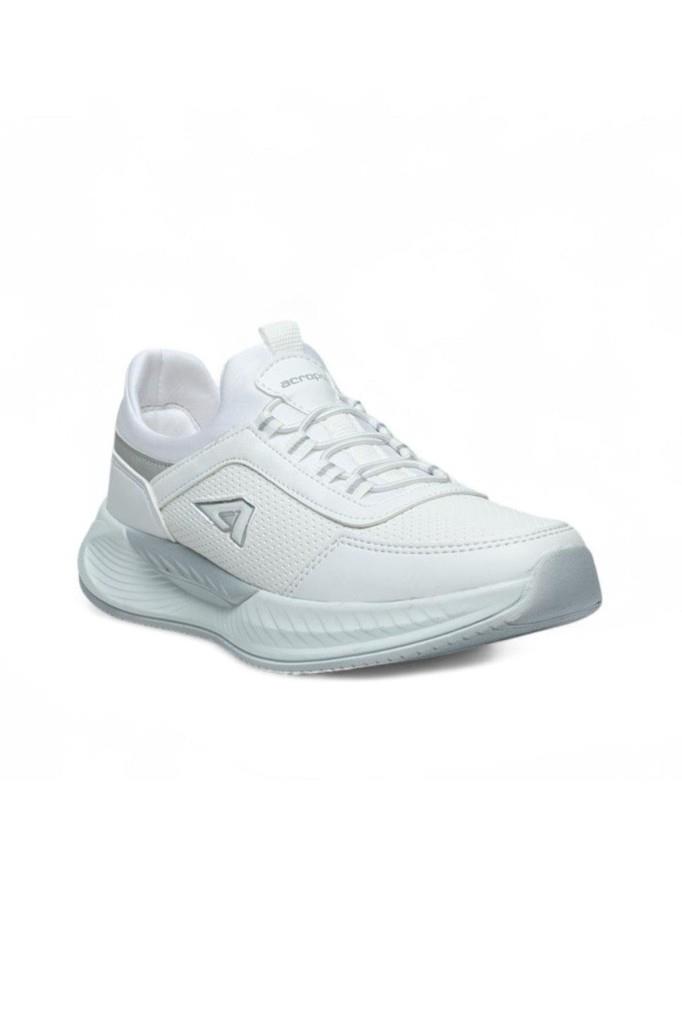 Acropol 137-26 Cilt Deri Slip On Anatomik Sneaker Beyaz Gümüş 36-40
