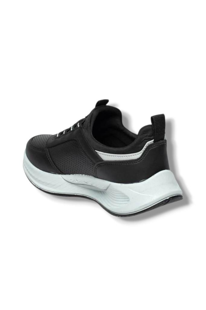 Acropol 137-26 Deri Anatomik Erkek Sneaker Siyah Gümüş
