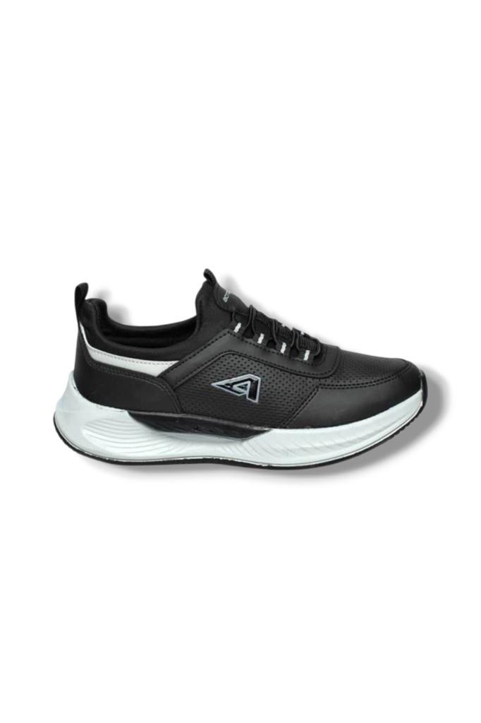 Acropol 137-26 Deri Anatomik Erkek Sneaker Siyah Gümüş
