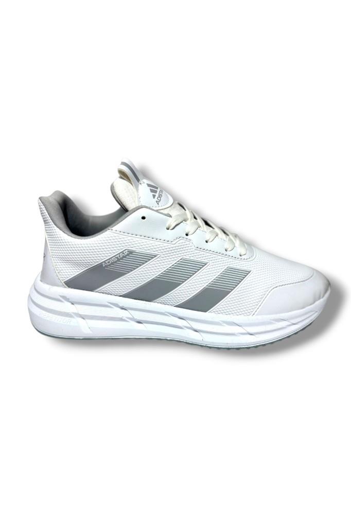 Adistar 018-26 Baskı Deri Anatomik Erkek Sneaker Beyaz Buz