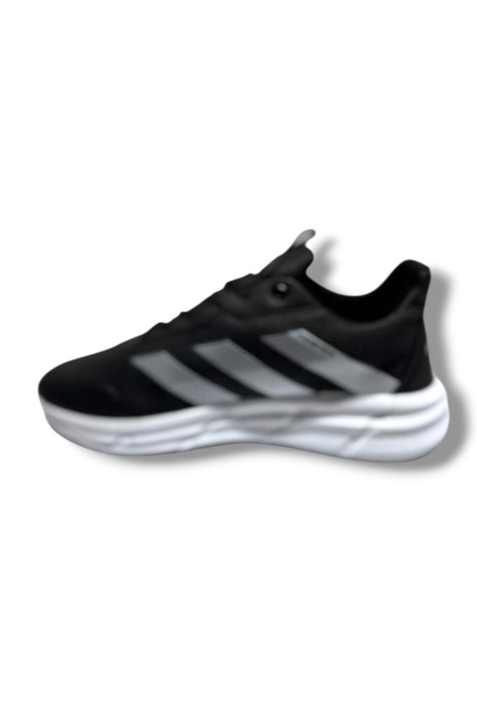 Adistar 018-26 Baskı Deri Anatomik Erkek Sneaker Siyah Beyaz