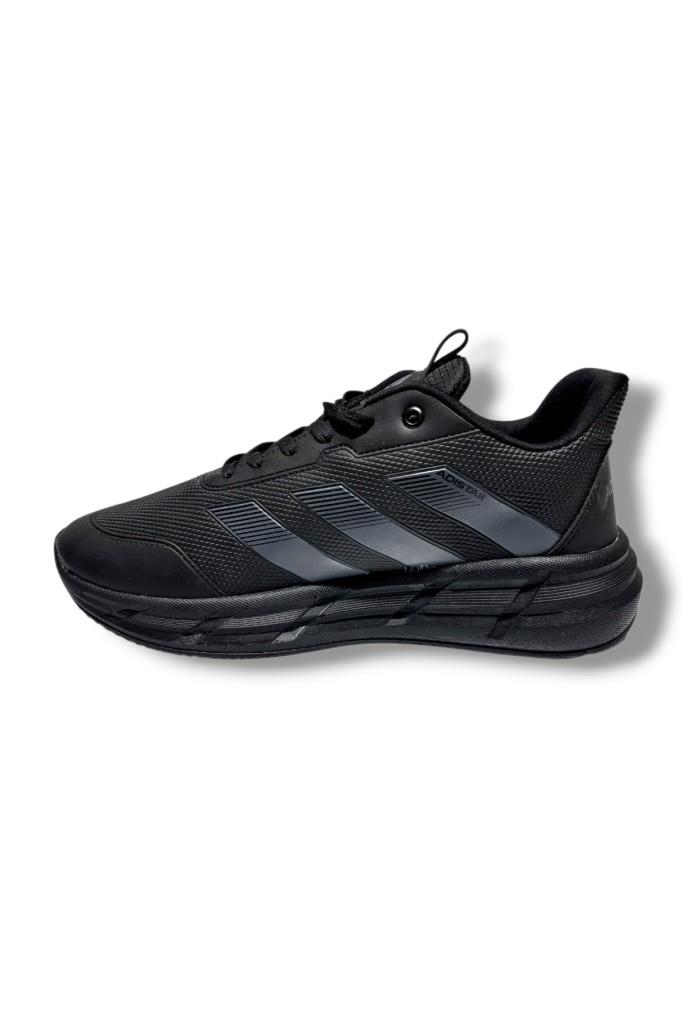 Adistar 018-26 Baskı Deri Anatomik Erkek Sneaker Siyah Füme