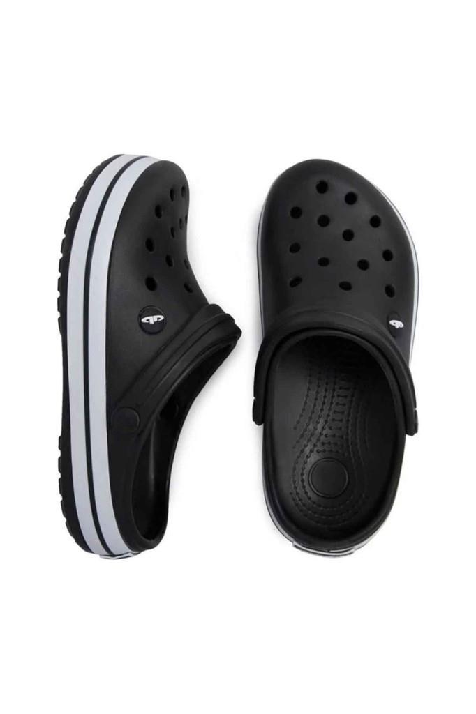 Akınal E195.M.0025-26 Anatomik Erkek Sabo Terlik Siyah Beyaz Siyah 46-47