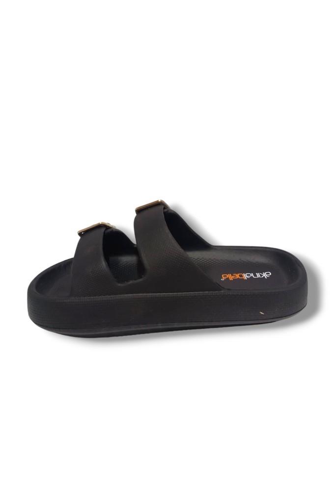 Akınal E282.Z.0003-25 Eva Çift Bant Anatomik Terlik Siyah Altın 36-40