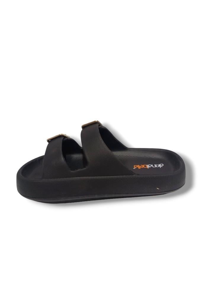 Akınal E282.Z.0003-25 Eva Çift Bant Anatomik Terlik Siyah Altın 36-40