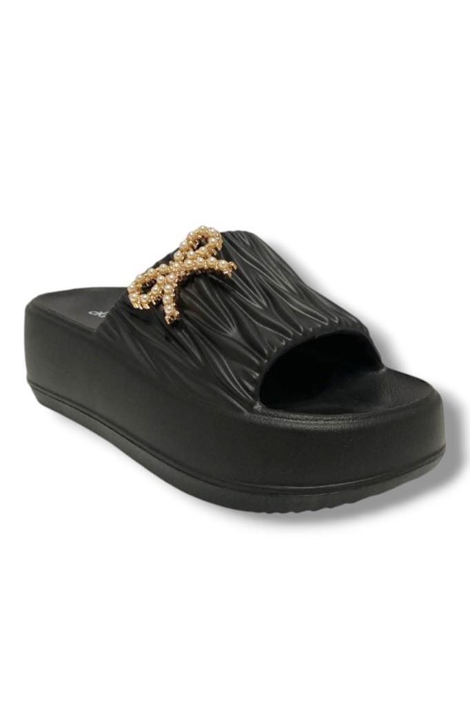 Akınal E462.Z.0001 Eva Anatomik İnci Taşlı Kurdele Kadın terlik