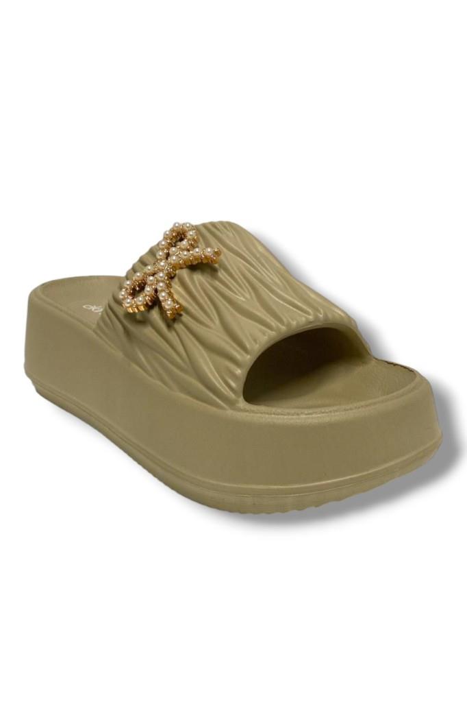 Akınal E462.Z.0001 Eva Anatomik İnci Taşlı Kurdele Kadın terlik