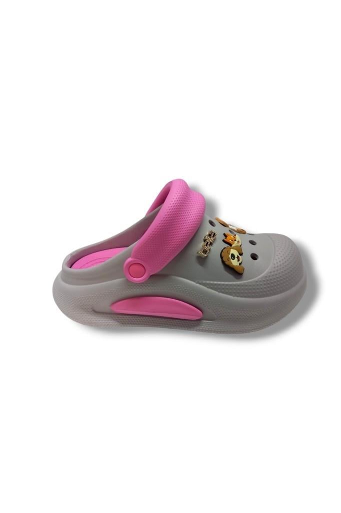 Akınal E468.Z.0003-25 Figürlü Anatomik Sabo Terlik Buz Gri Pembe 36-40