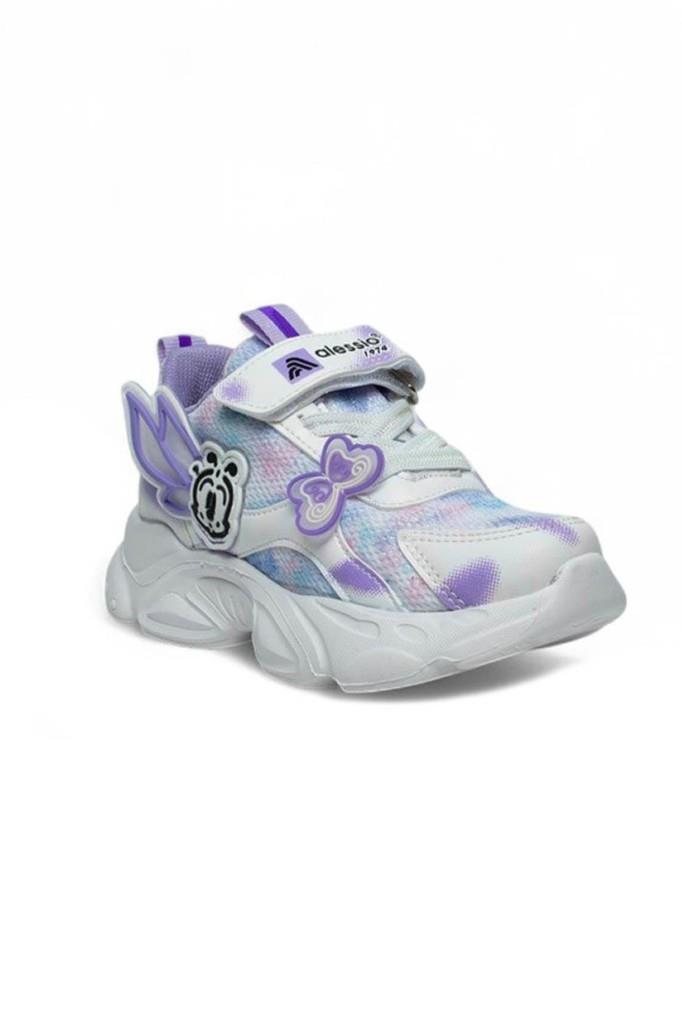 Alessio 034-25 Simli Kelebek Kız Çocuk Sneaker Beyaz Lila 26-30