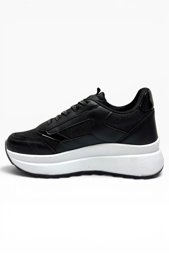 Alves 0846-26 Simli Cilt Deri Anatomik Taban Kadın Sneaker Siyah Beyaz 36-40