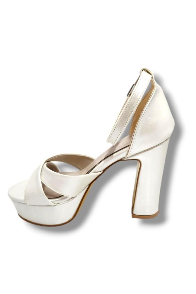 Alvin 595-25 Anatomik Deri Çapraz Bant Yüksek Platform Topuk Kadın Sandalet