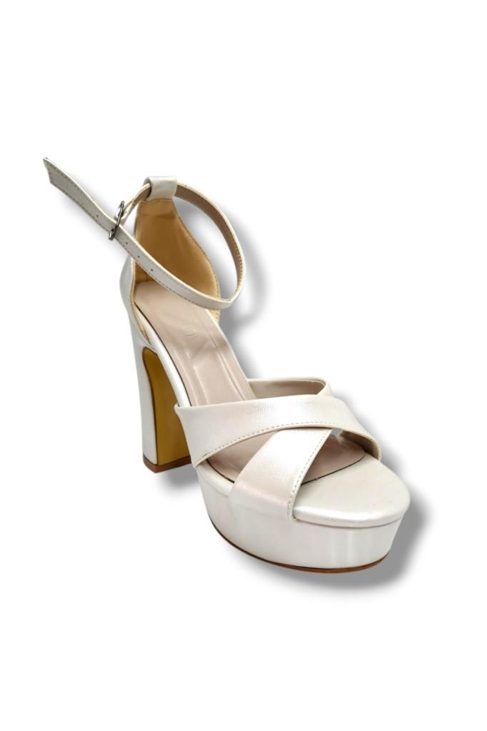 Alvin 595-25 Anatomik Deri Çapraz Bant Yüksek Platform Topuk Kadın Sandalet