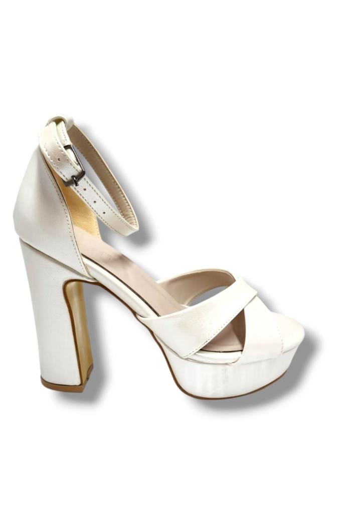 Alvin 595-25 Anatomik Deri Çapraz Bant Yüksek Platform Topuk Kadın Sandalet