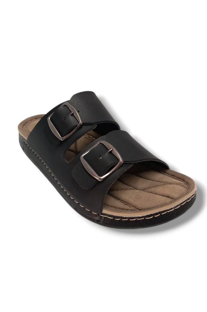 Apella 1055-4-25 Deri Anatomik Çift Bantlı Soft Erkek Terlik 45-47