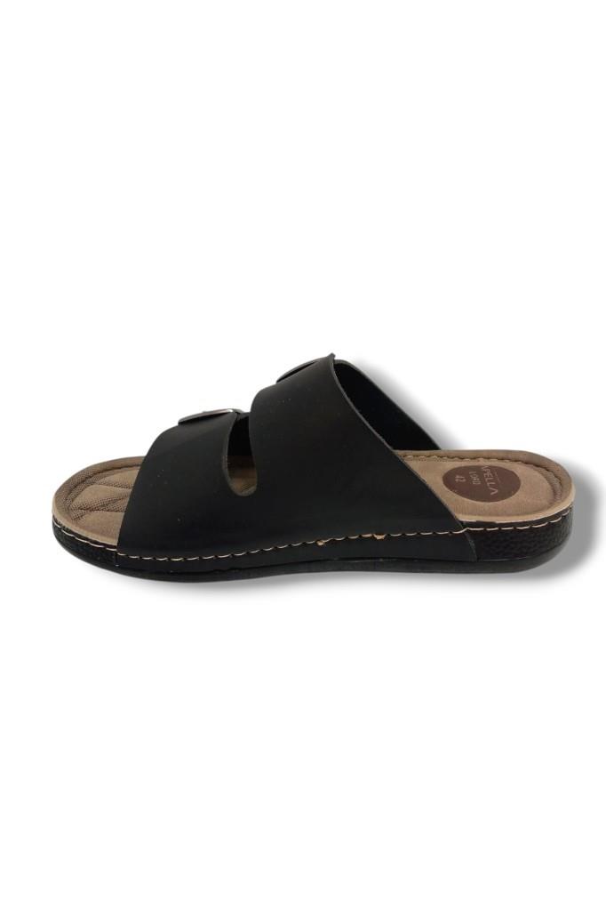 Apella 1055-4-25 Deri Anatomik Çift Bantlı Soft Erkek Terlik 45-47