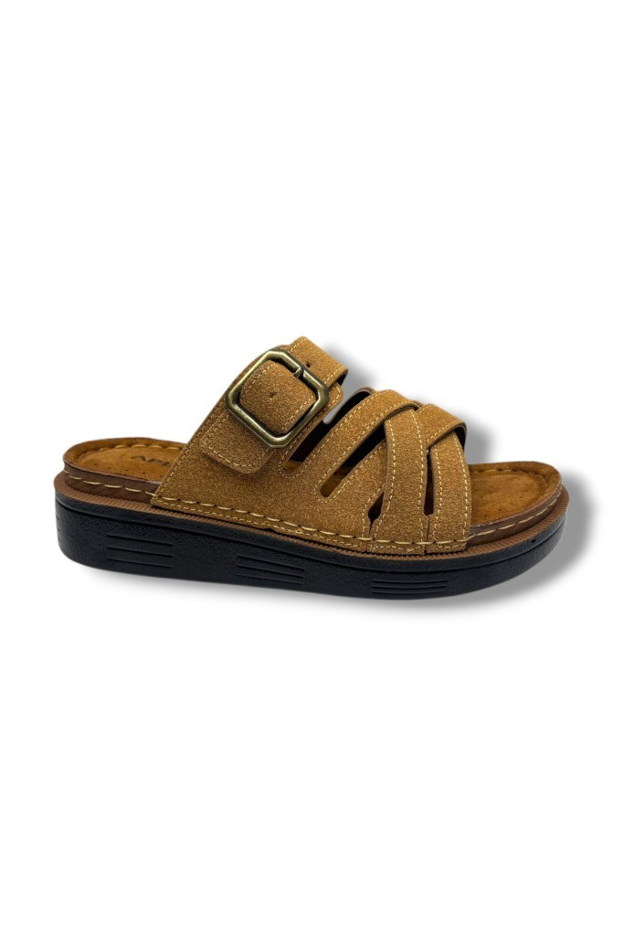 Apella Elit 802-26 Süet Çapraz Bant Tokalı Ultra Soft Anatomik Kadın Terlik