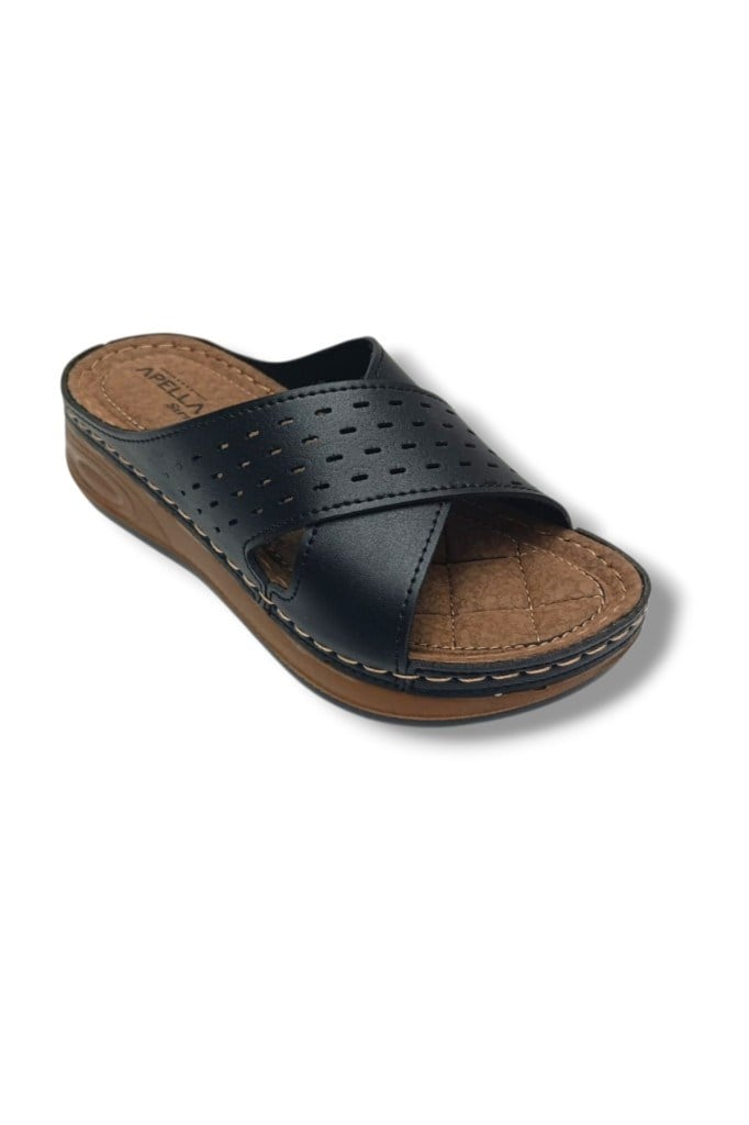 Apella Sırma 5701-26 Anatomik Çapraz Bant Dolgu Taban Kadın Terlik