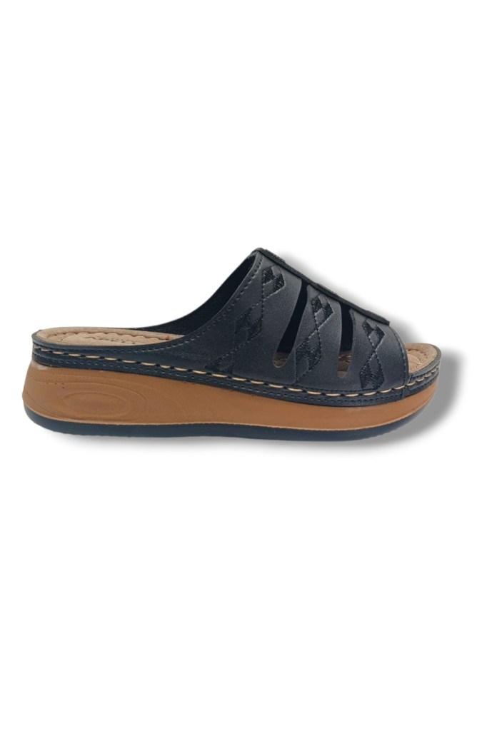 Apella Sırma 5801-26 Anatomik Lazerli Taşlı Dolgu Taban Kadın Terlik