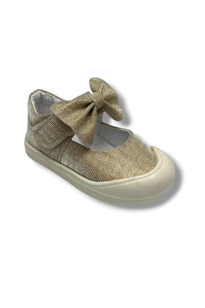 Arzen Bebe 120-26 Simli Papyonlu Cırtlı Anatomik Kız Bebek Ayakkabısı 19-23