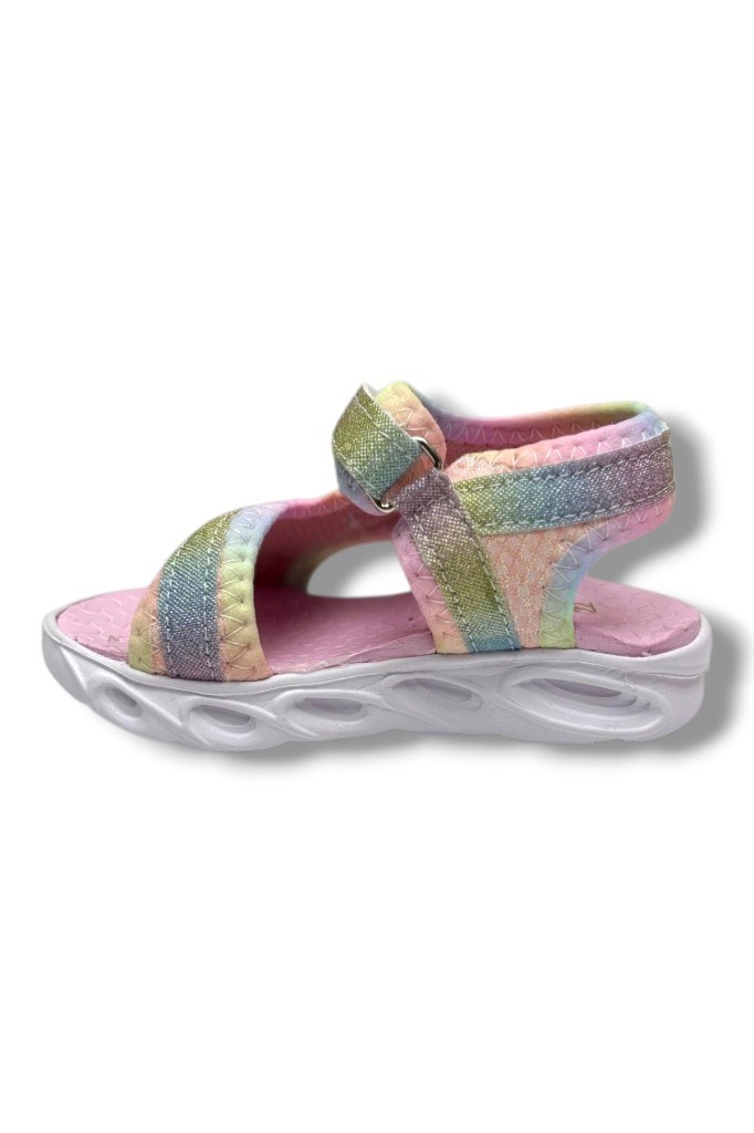 Arzen Bebe 222-26 Simli Işıklı Cırtlı Anatomik Kız Çocuk Sandalet 22-25
