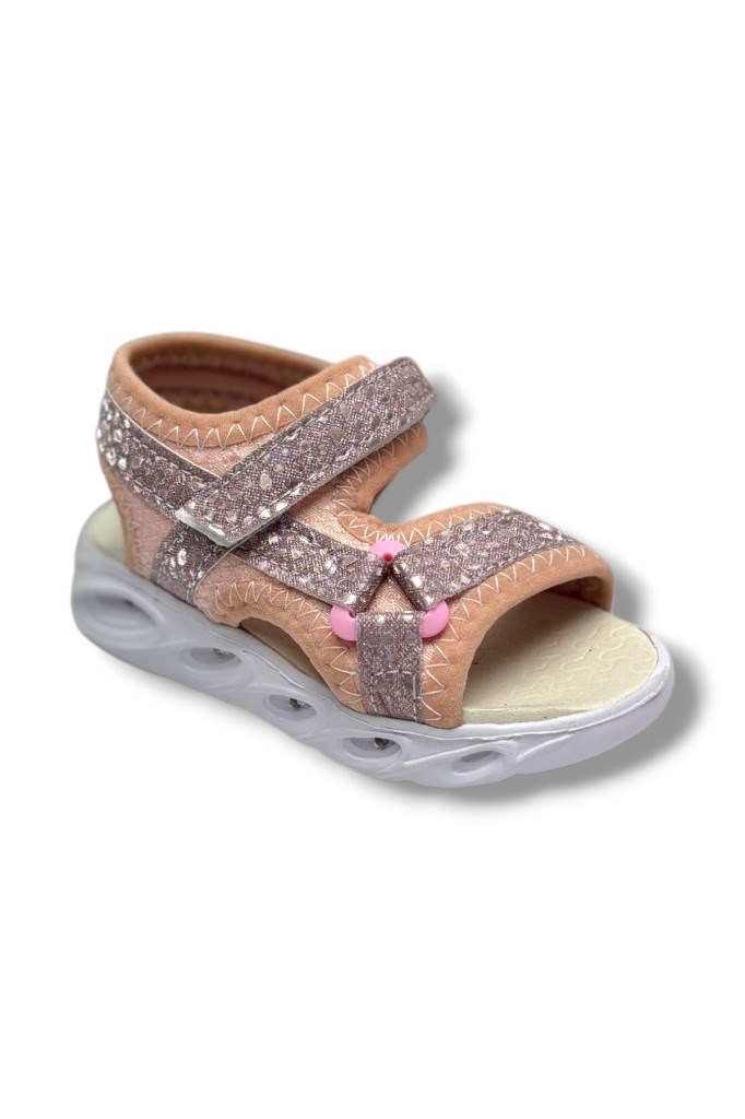 Arzen Bebe 222-26 Simli Işıklı Cırtlı Anatomik Kız Çocuk Sandalet 22-25
