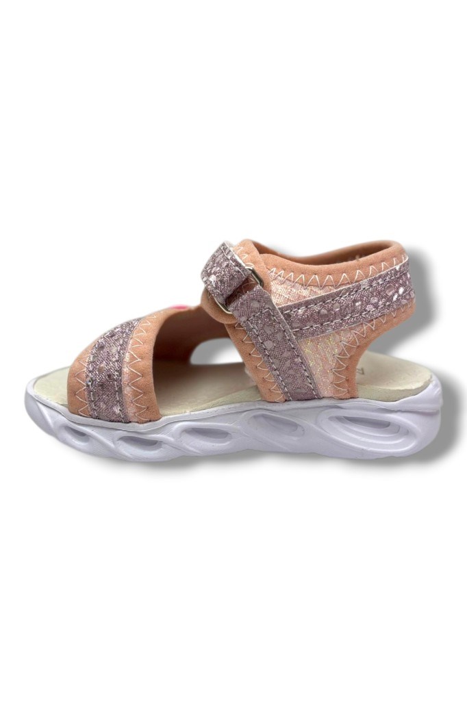 Arzen Bebe 222-26 Simli Işıklı Cırtlı Anatomik Kız Çocuk Sandalet 22-25