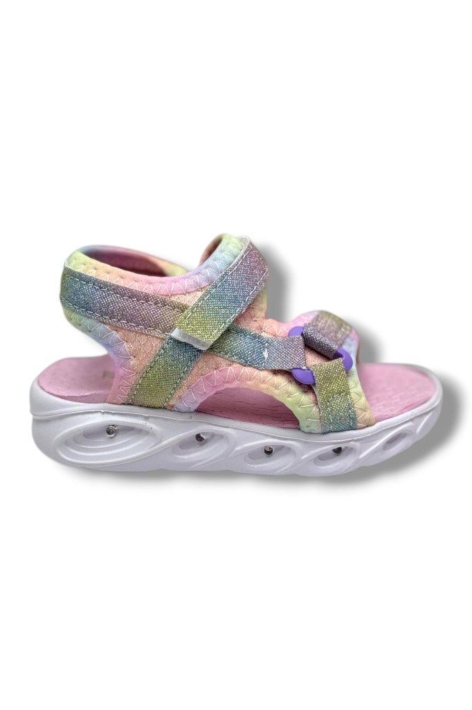 Arzen Bebe 222-26 Simli Işıklı Cırtlı Anatomik Kız Çocuk Sandalet 22-25