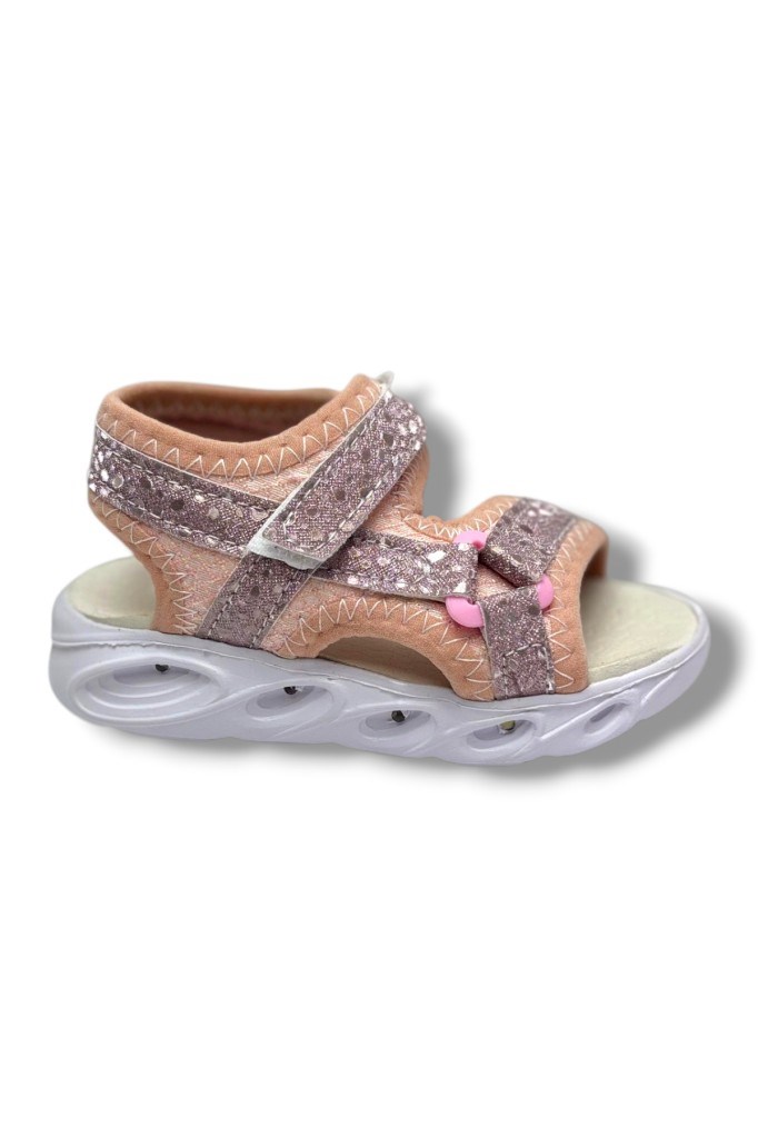 Arzen Bebe 222-26 Simli Işıklı Cırtlı Anatomik Kız Çocuk Sandalet 22-25