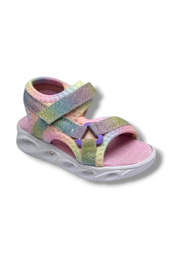 Arzen Bebe 222-26 Simli Işıklı Cırtlı Anatomik Kız Çocuk Sandalet 22-25