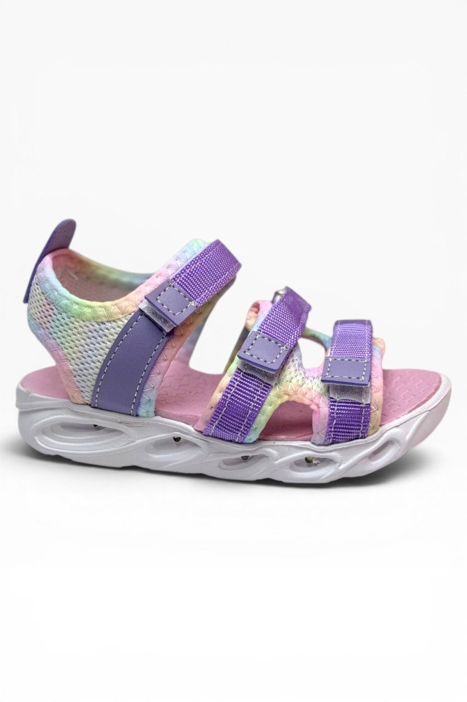 Arzen Bebe 230-26 3 Cırtlı Işıklı Anatomik Kız Çocuk Sandalet Lila Pembe 26-30