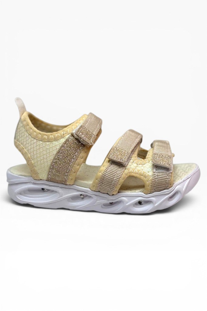 Arzen Bebe 230-26 Simli 3 Cırtlı Işıklı Anatomik Kız Çocuk Sandalet 26-30