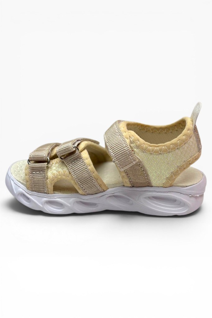 Arzen Bebe 230-26 Simli 3 Cırtlı Işıklı Anatomik Kız Çocuk Sandalet 26-30