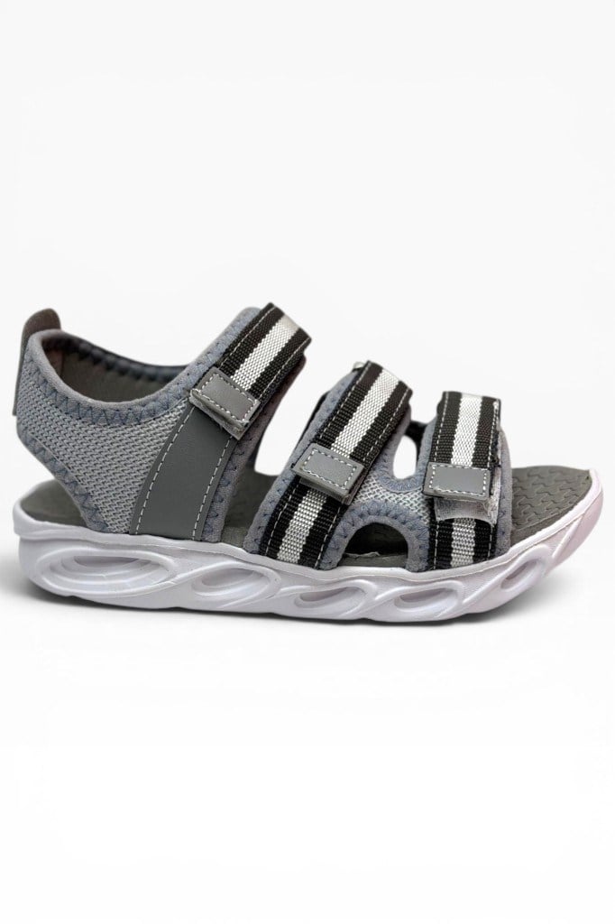 Arzen Bebe 231-26 3 Cırtlı Anatomik Çocuk Sandalet Gri Gümüş 31-35